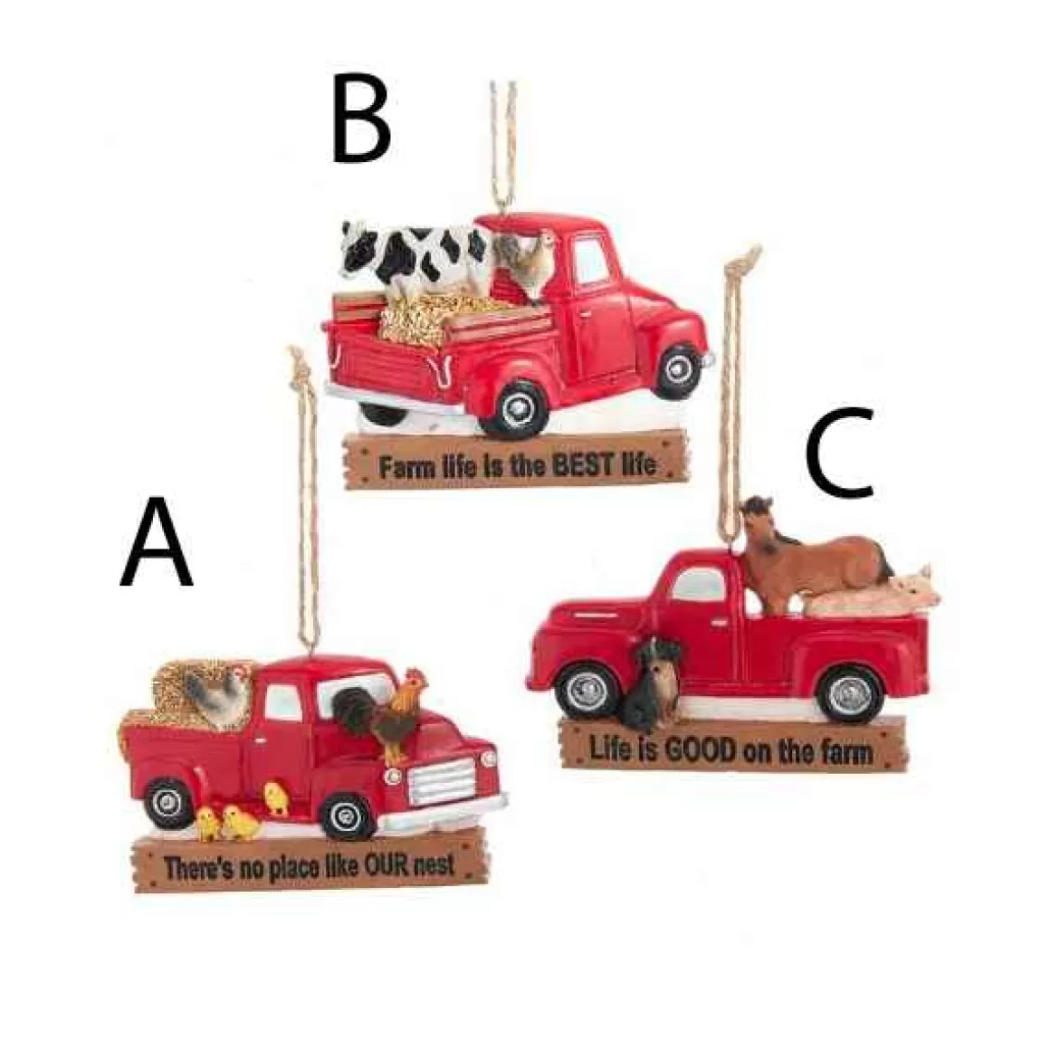 Christmas Place Farm Animal With Red Truck Ornament Shop