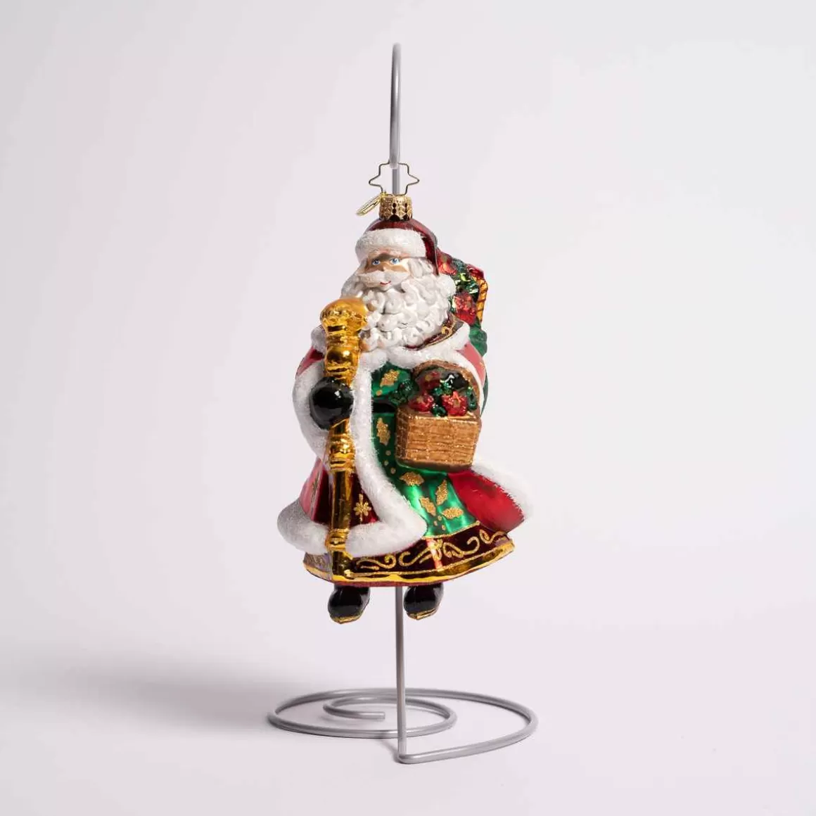 Christmas Place Festive Floral Santa Glass Ornament Clearance