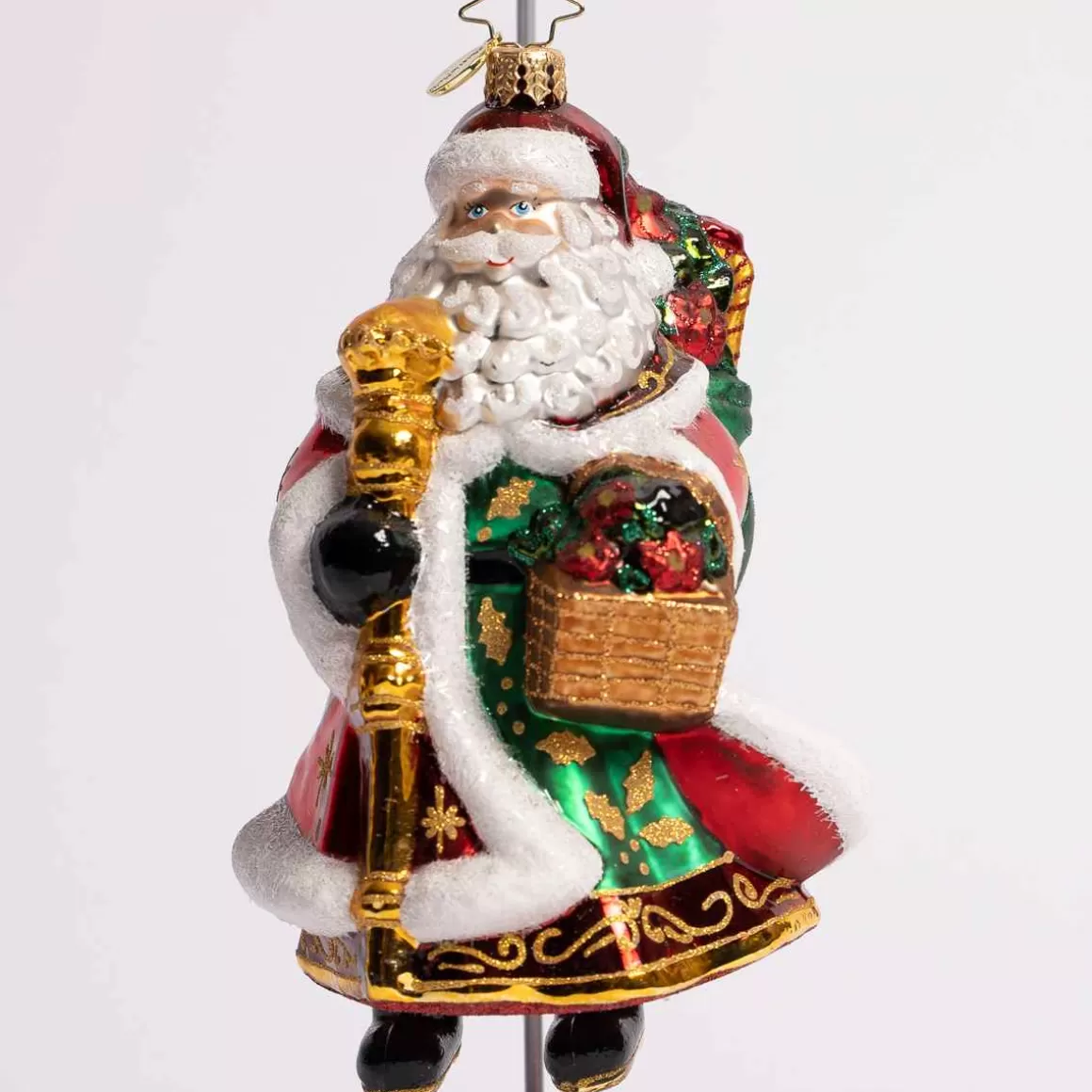 Christmas Place Festive Floral Santa Glass Ornament Clearance