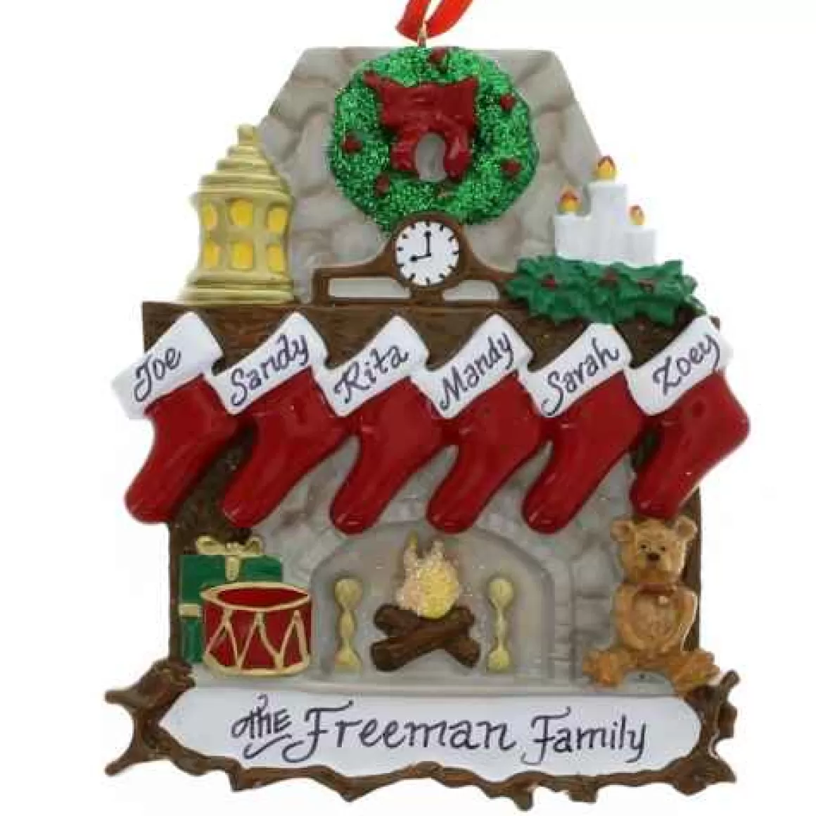 Christmas Place Fireplace With Stocking Family Of 6 Best Sale