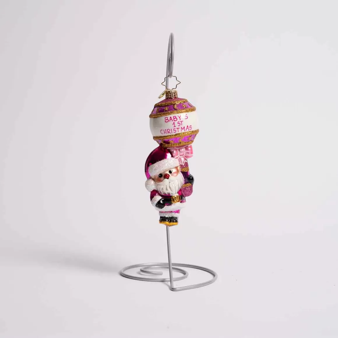 Christmas Place First Christmas Rattle Pretty In Pink Glass Ornament Cheap