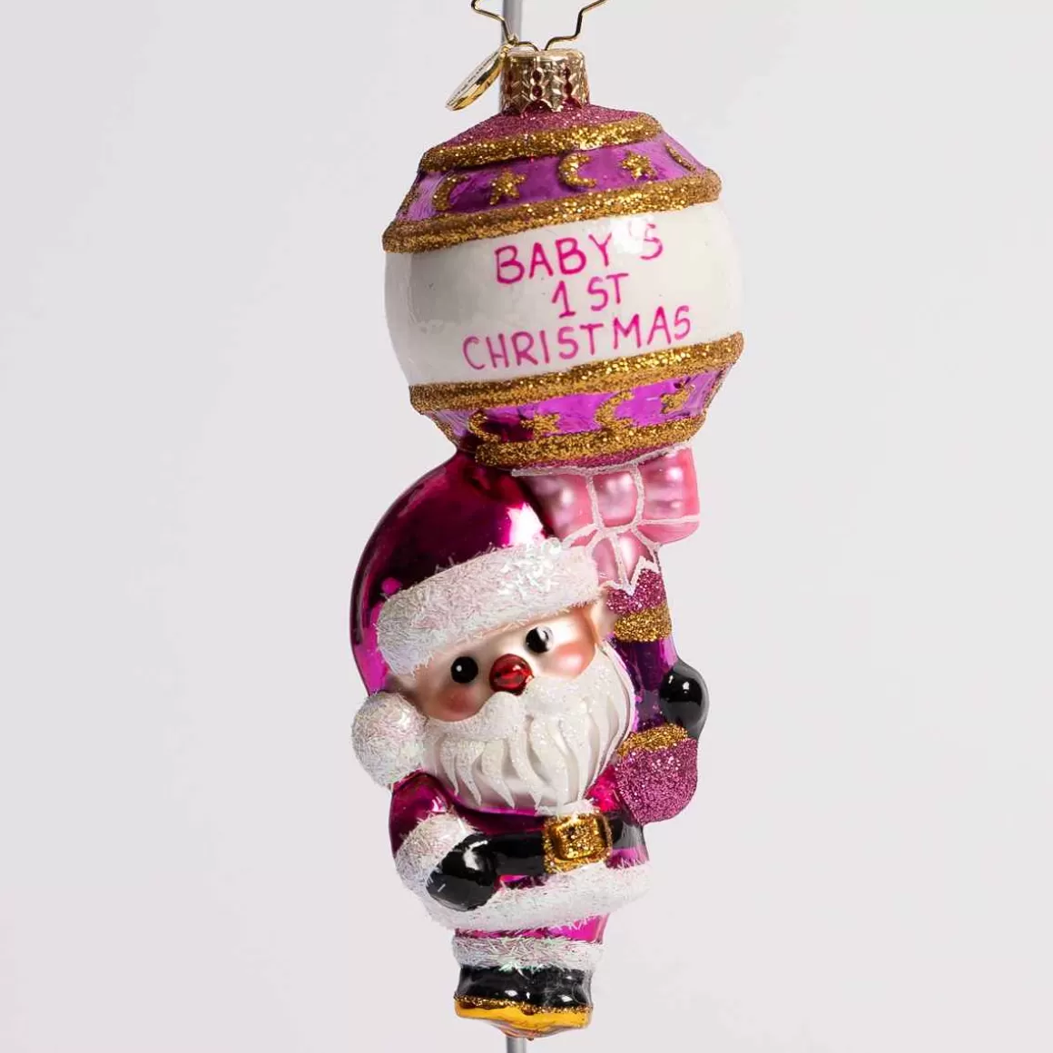 Christmas Place First Christmas Rattle Pretty In Pink Glass Ornament Cheap