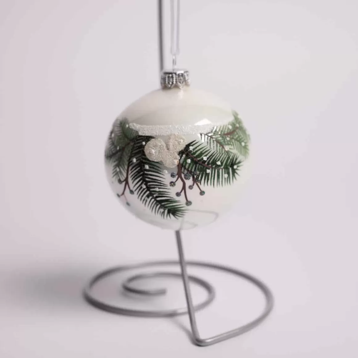 Christmas Place Glass Branch With Berries Ball Hot