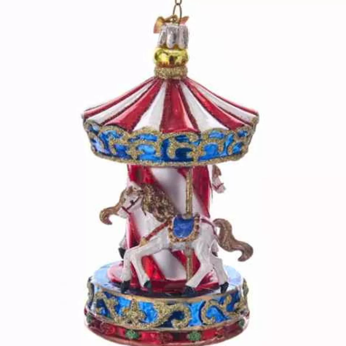 Christmas Place Glass Carousel Ornament New