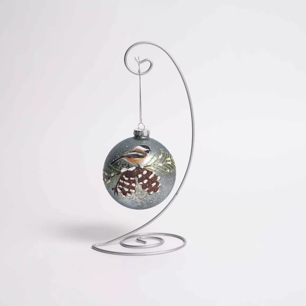 Christmas Place Glass Mercury Chickadee Ball Ornament Hot