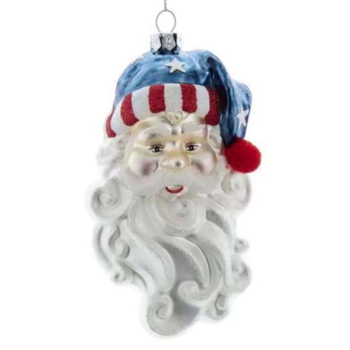 Christmas Place Glass Patriotic Santa Ornament Cheap