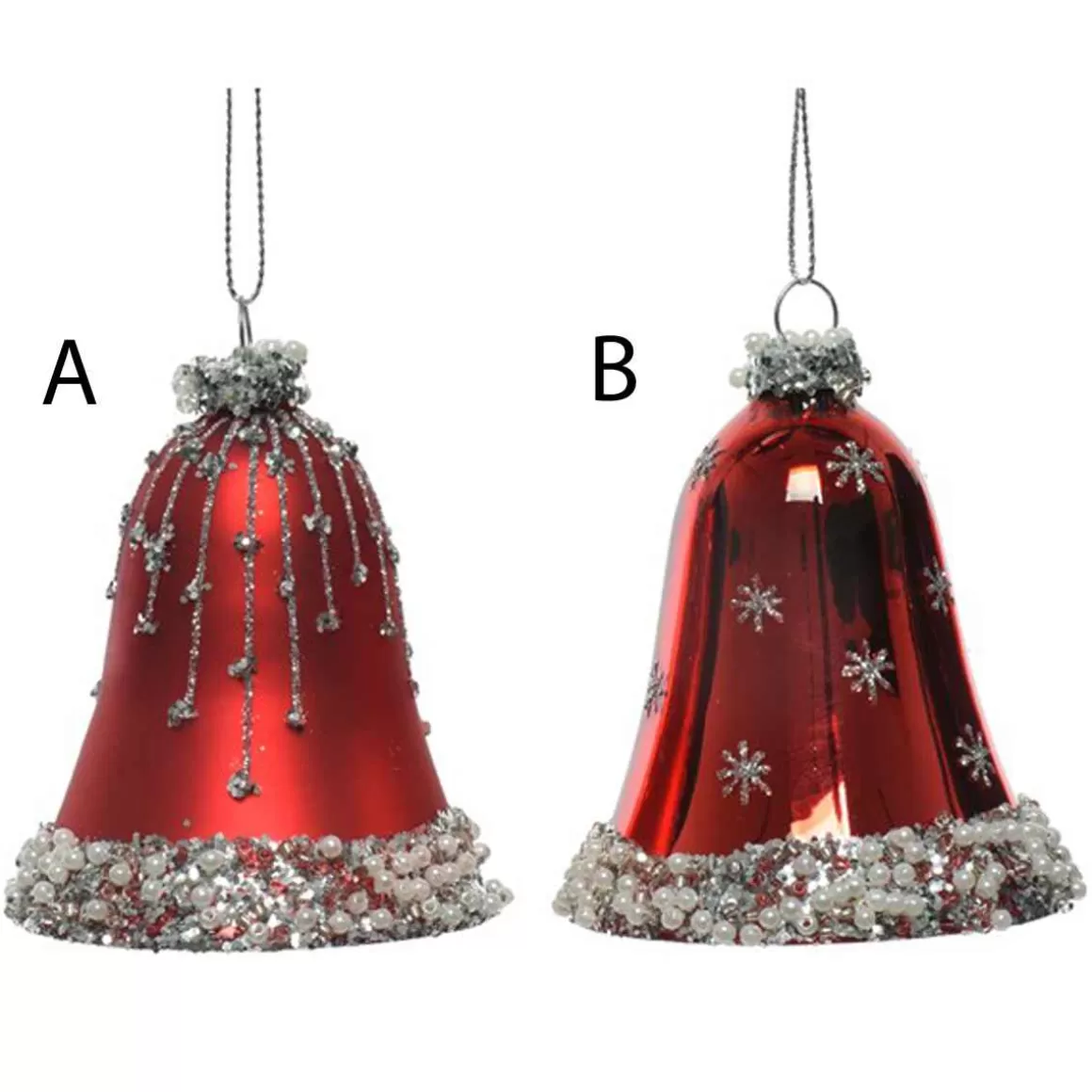 Christmas Place Glass Red Pearl Bead Bell Fashion