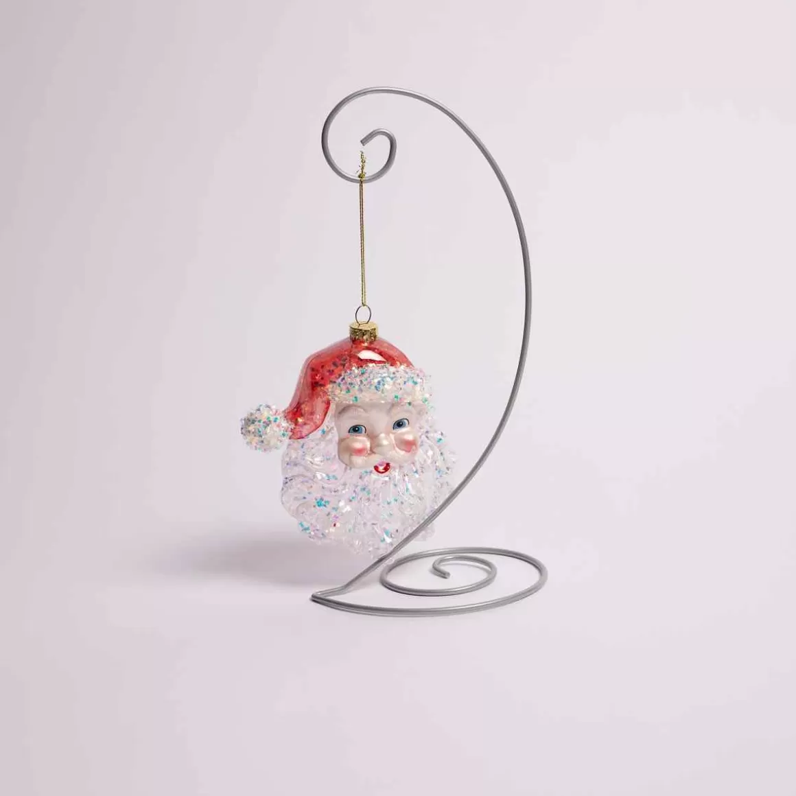 Christmas Place Glass Santa Face Ornament Hot