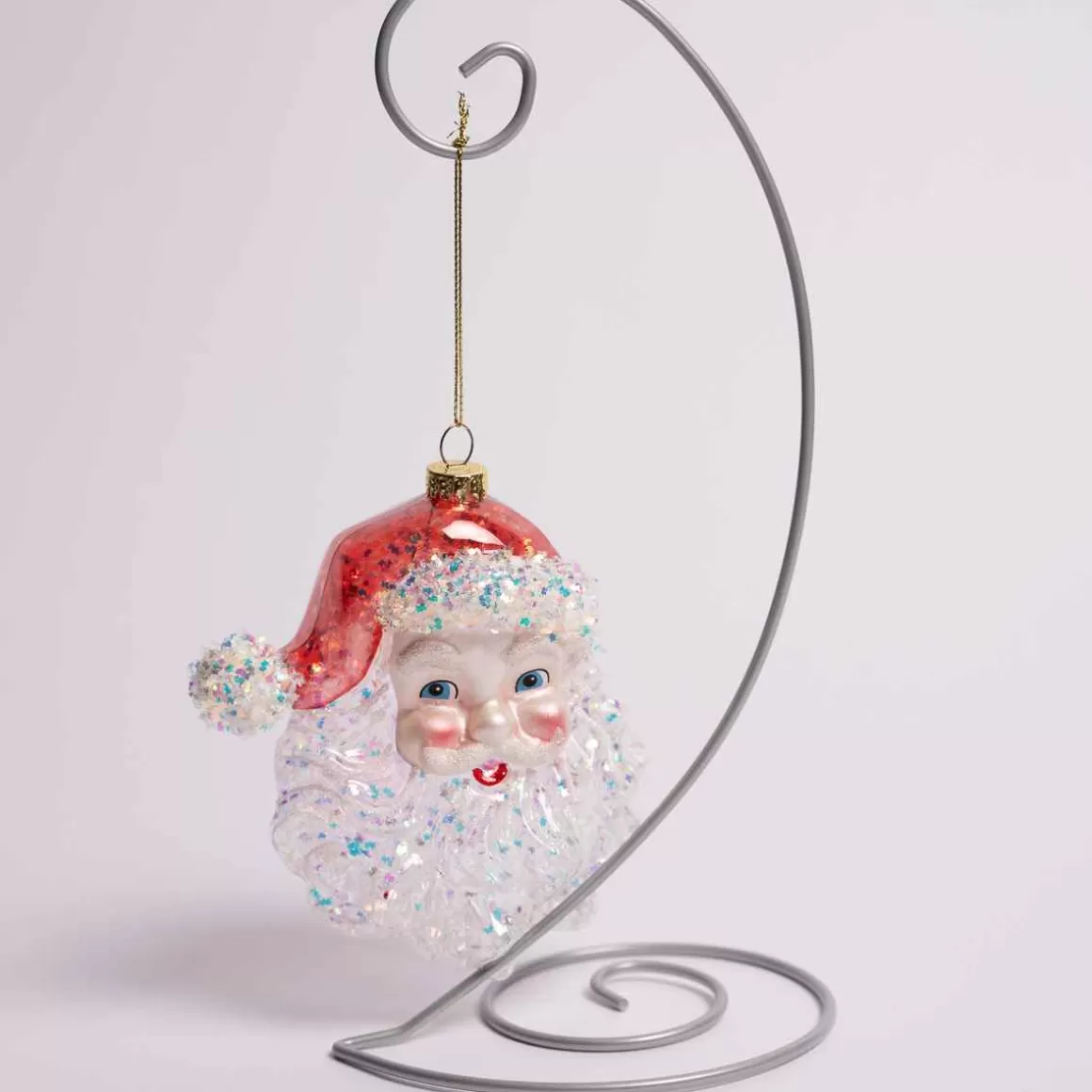 Christmas Place Glass Santa Face Ornament Hot