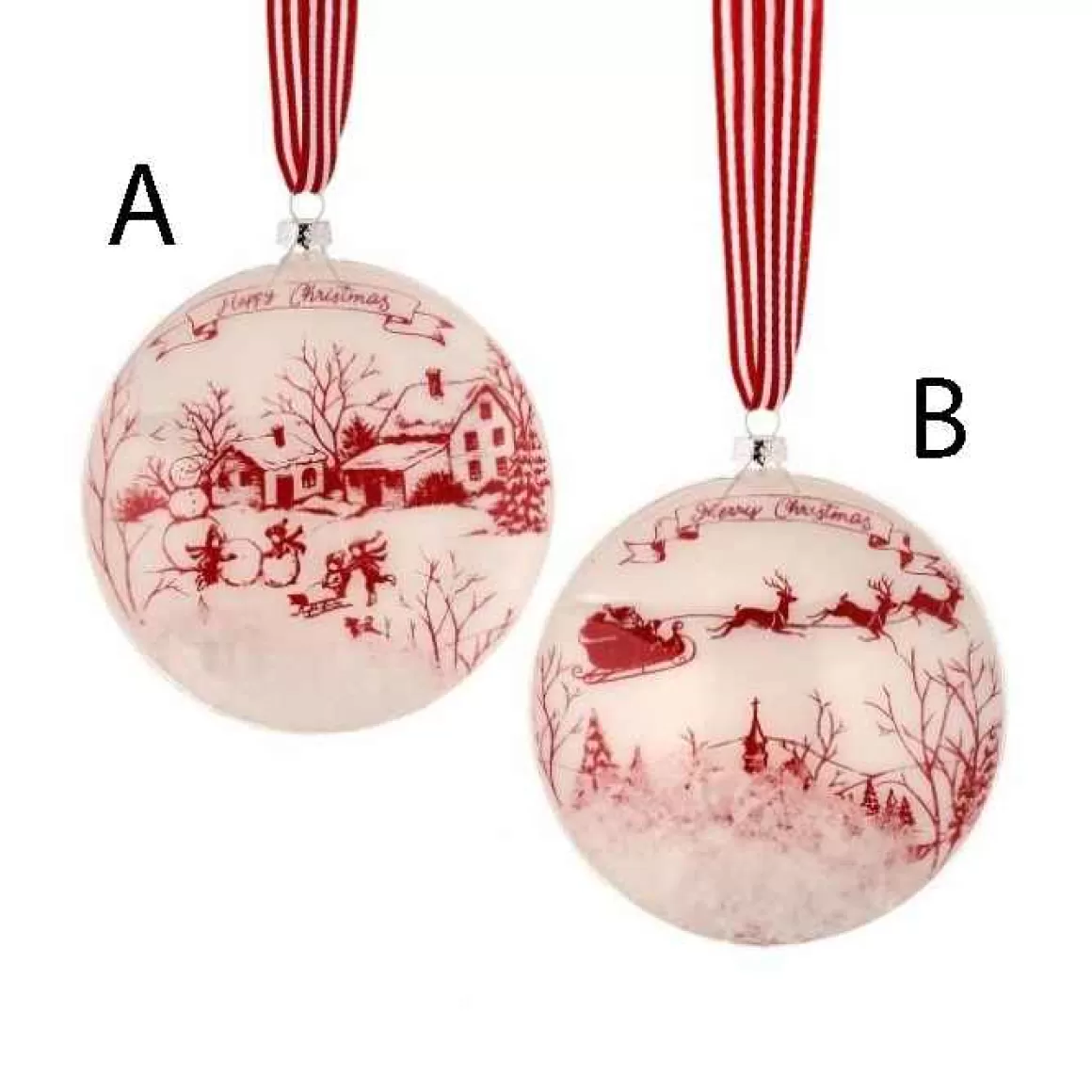 Christmas Place Glass Toile Santa Disc Ornament Outlet