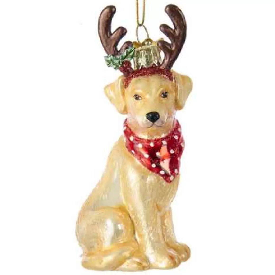 Christmas Place Glass Yellow Lab Ornament Cheap