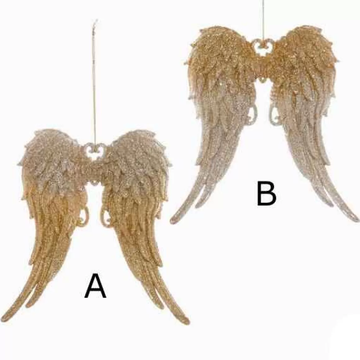 Christmas Place Gold & Silver Glitter Angel Wing Ornament Cheap