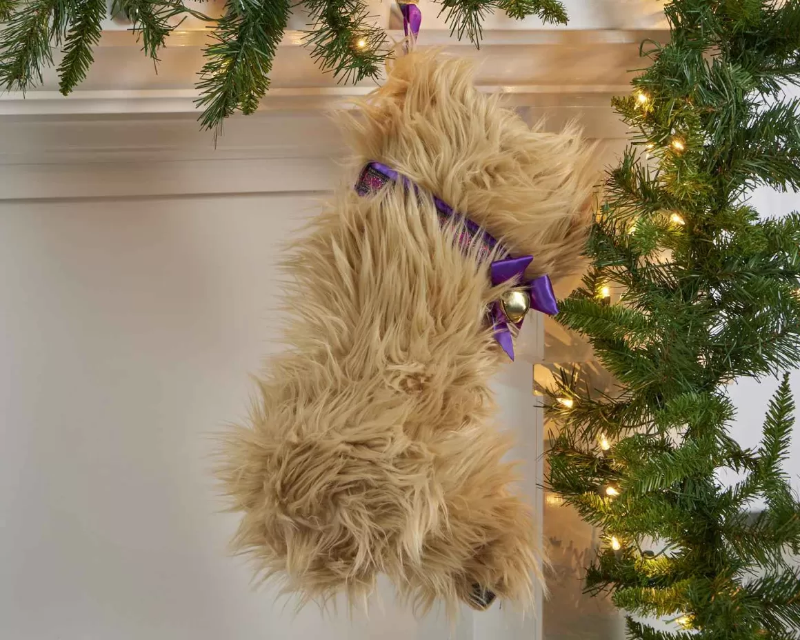 Christmas Place Golden Doodle Stocking Flash Sale