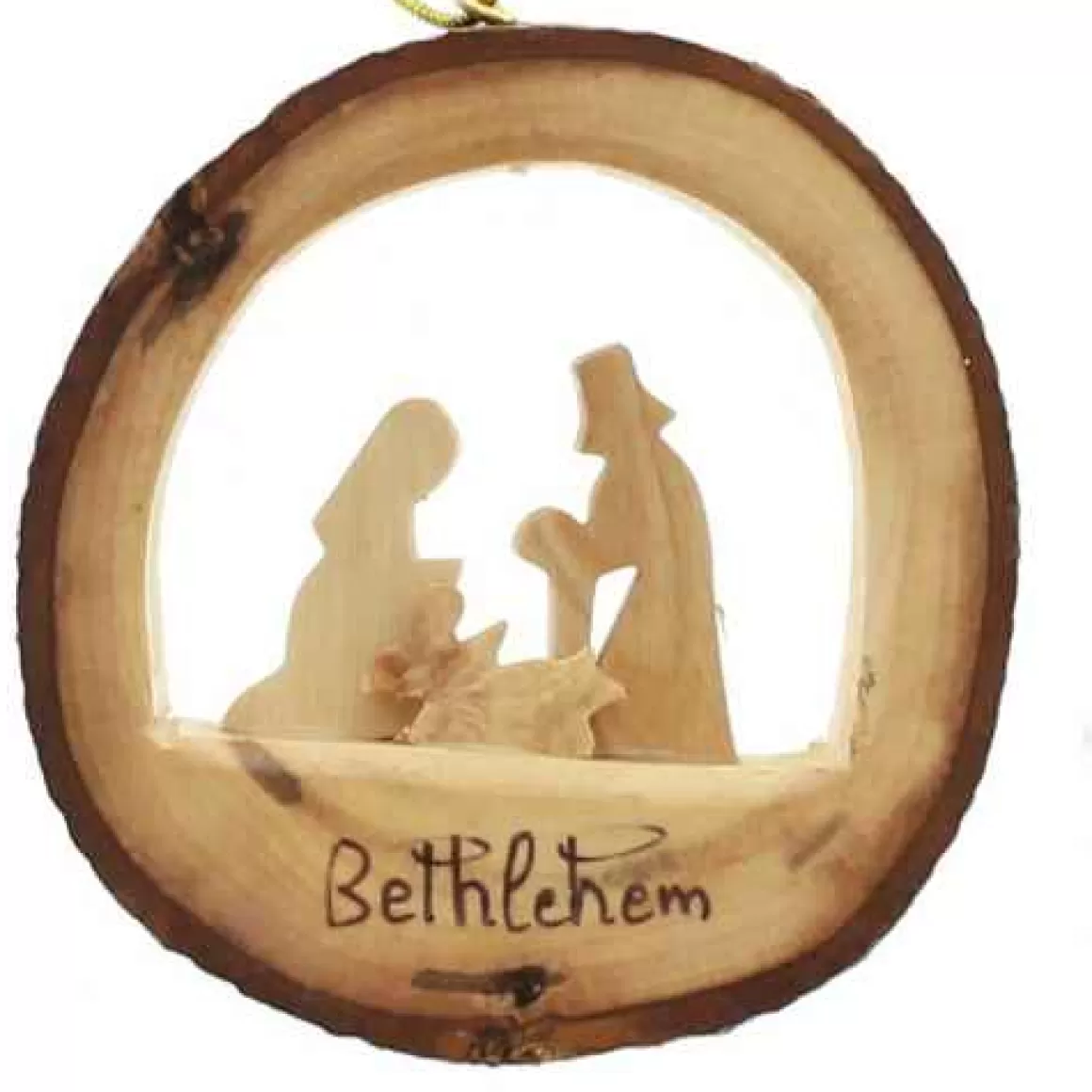 Christmas Place Holy Family With Bark Ornament Hot