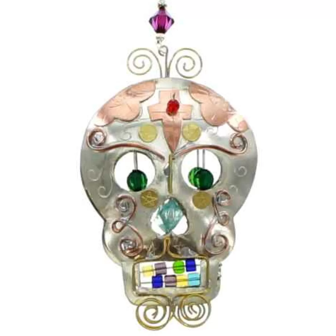 Christmas Place Metal Sugar Skull Ornament Discount