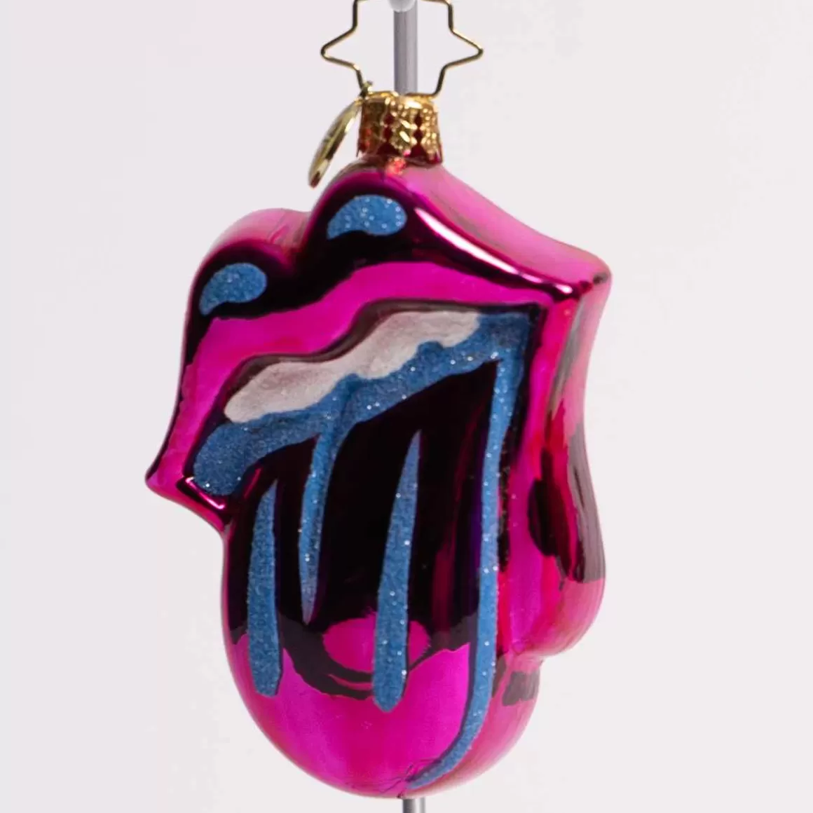 Christmas Place Neon Psychedelic Rolling Stones Glass Gem Ornament Flash Sale