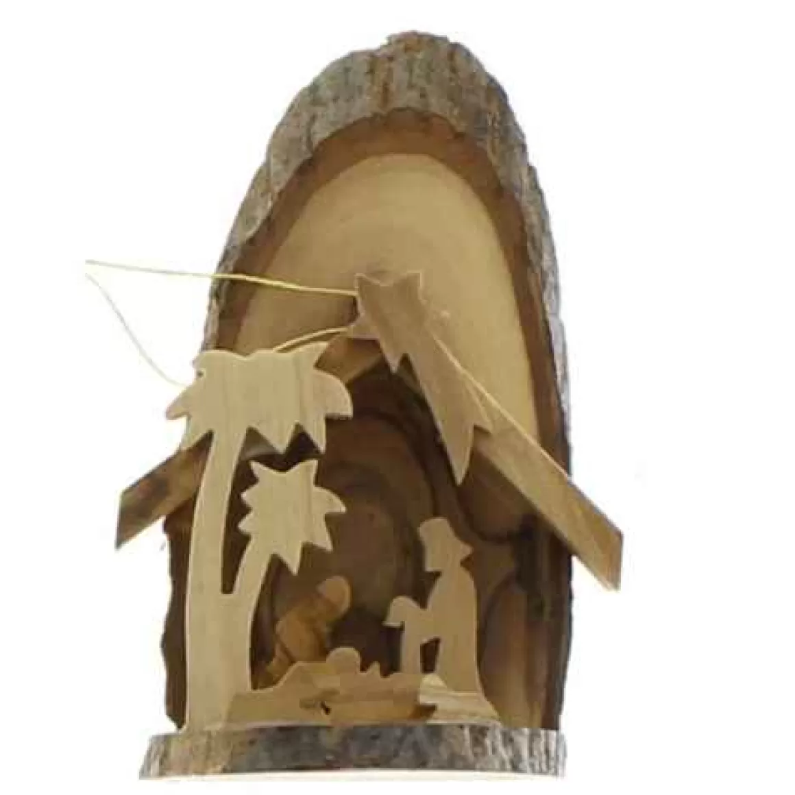 Christmas Place Olive Wood Fine Bark Nativity Grotto Hot