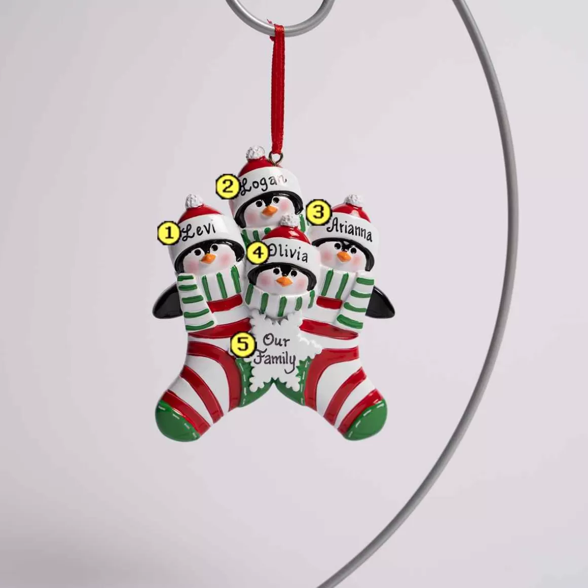 Christmas Place Penguin Stocking Family Of 4 New