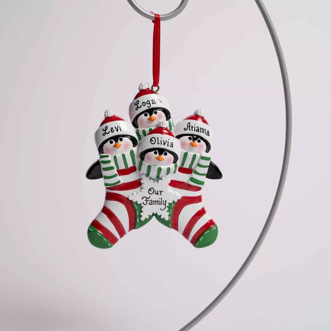 Christmas Place Penguin Stocking Family Of 4 New