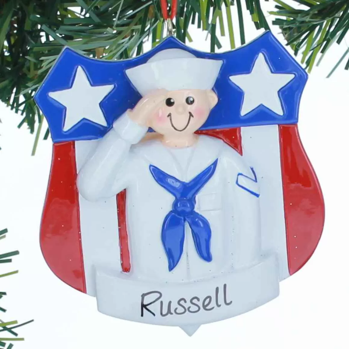 Christmas Place Personalized Navy Ornament Cheap