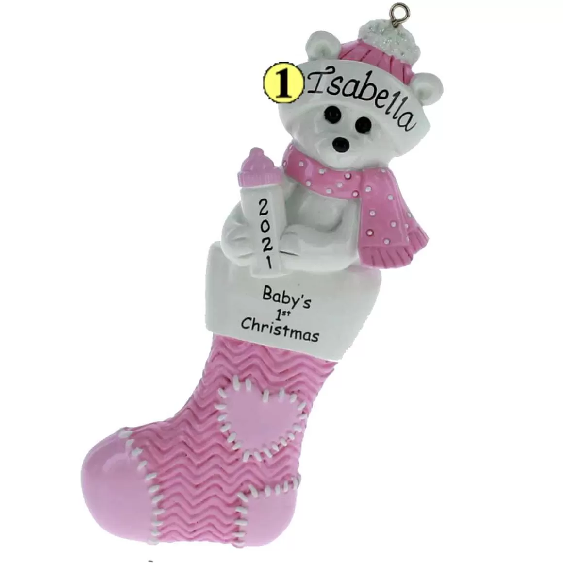 Christmas Place Polar Bear Baby Girl Stocking Store