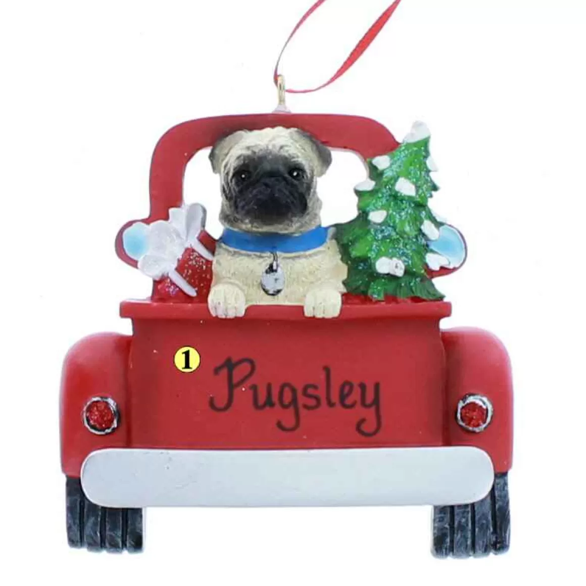 Christmas Place Pug In Back Of Truck Ornament Best