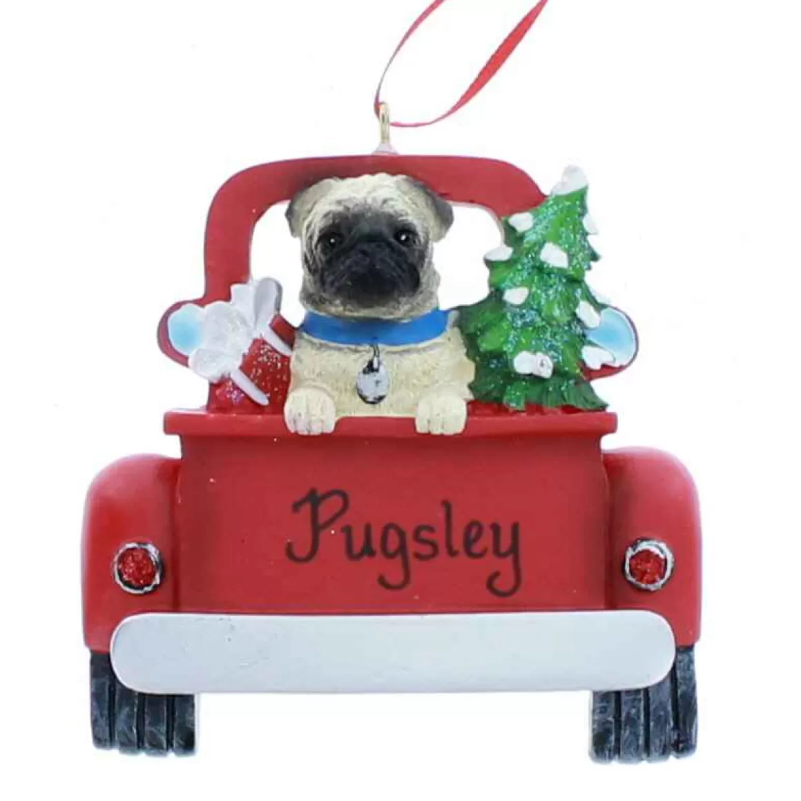 Christmas Place Pug In Back Of Truck Ornament Best