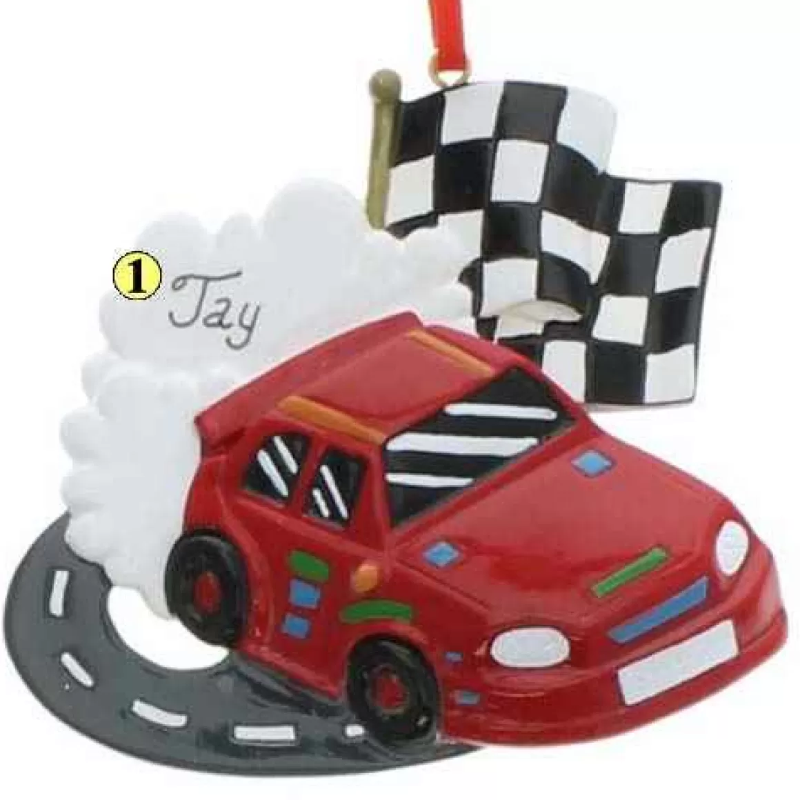 Christmas Place Racecar Checkered Flag Ornament Cheap