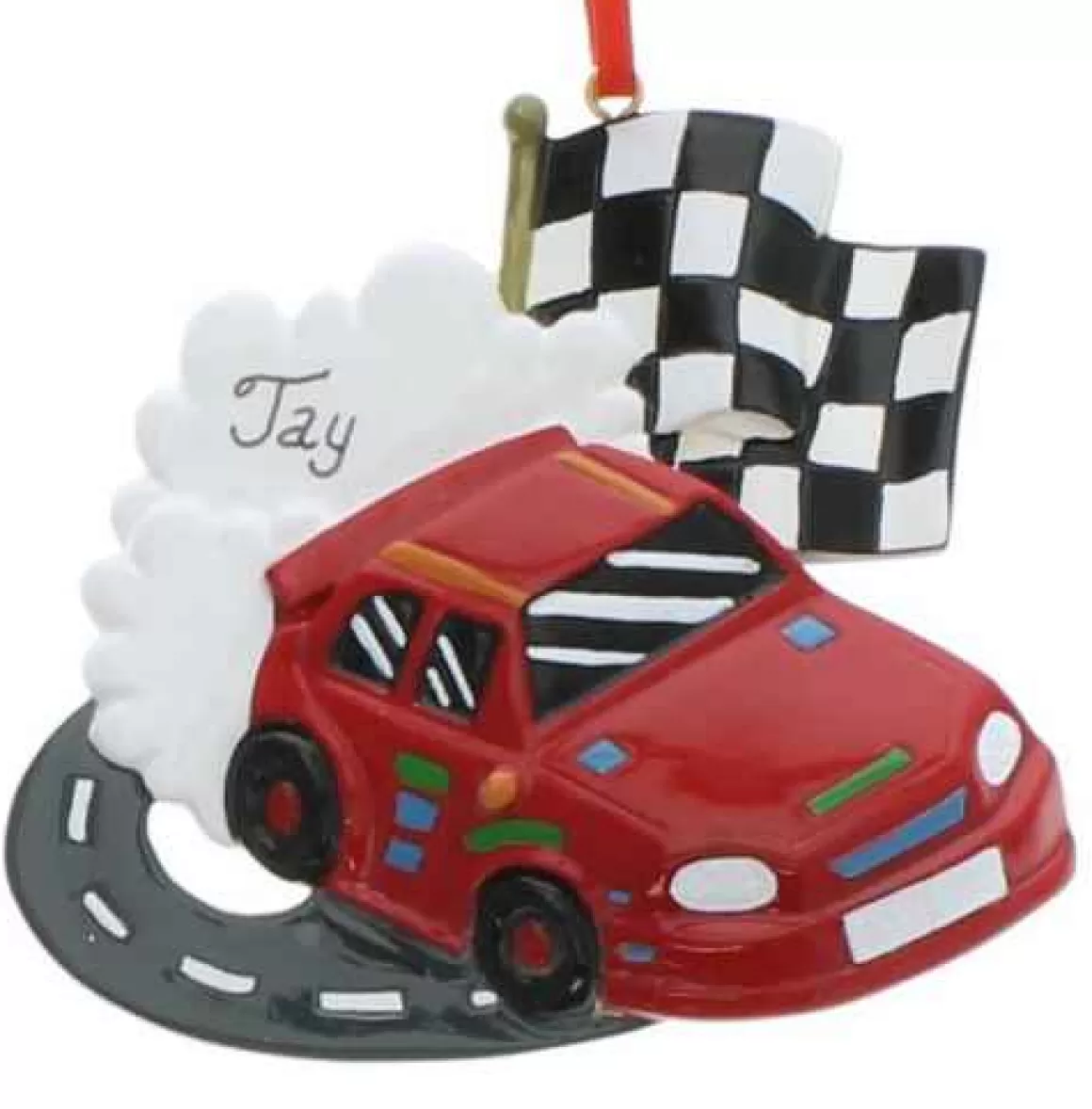 Christmas Place Racecar Checkered Flag Ornament Cheap