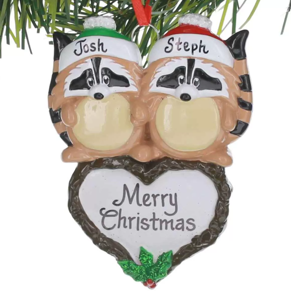 Christmas Place Racoon Couple Ornament Flash Sale