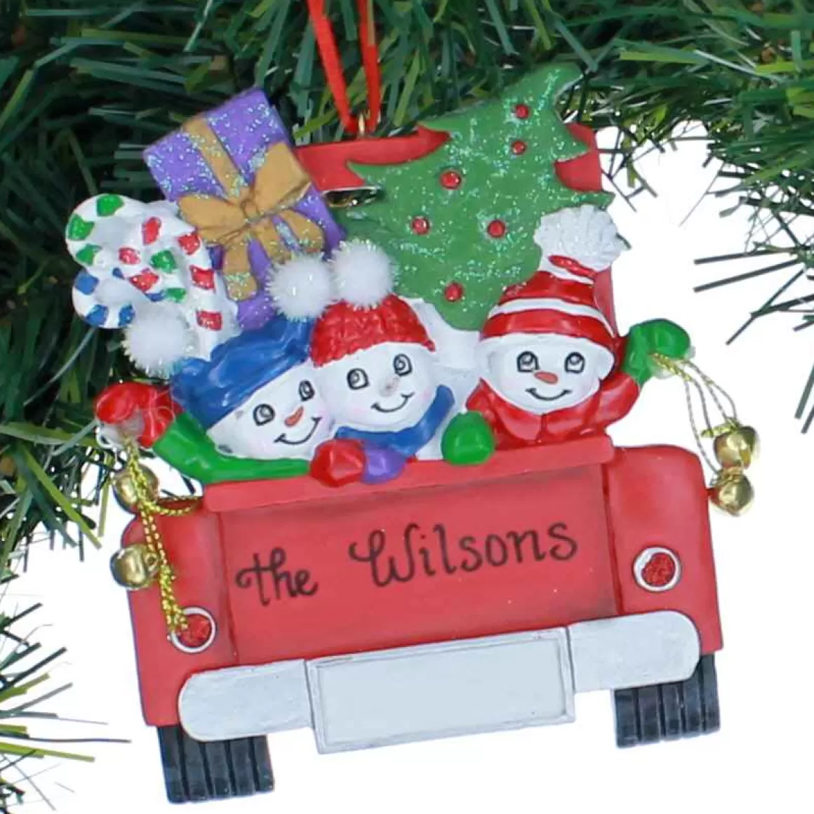 Christmas Place Red Truck Family Of Three Ornament New