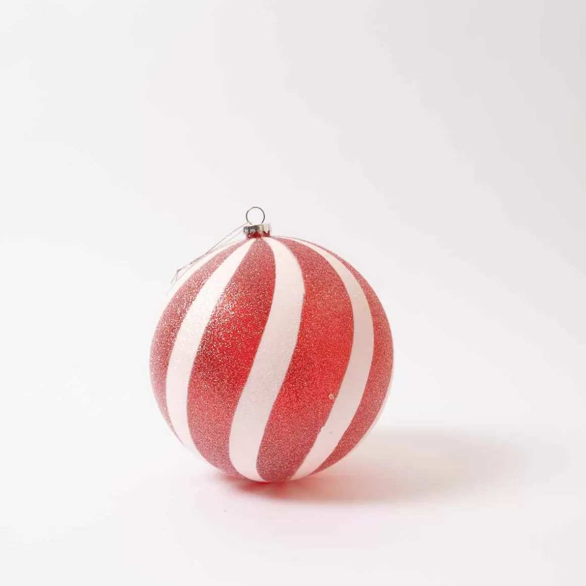 Christmas Place Red White Glitter Candy Ball Clearance