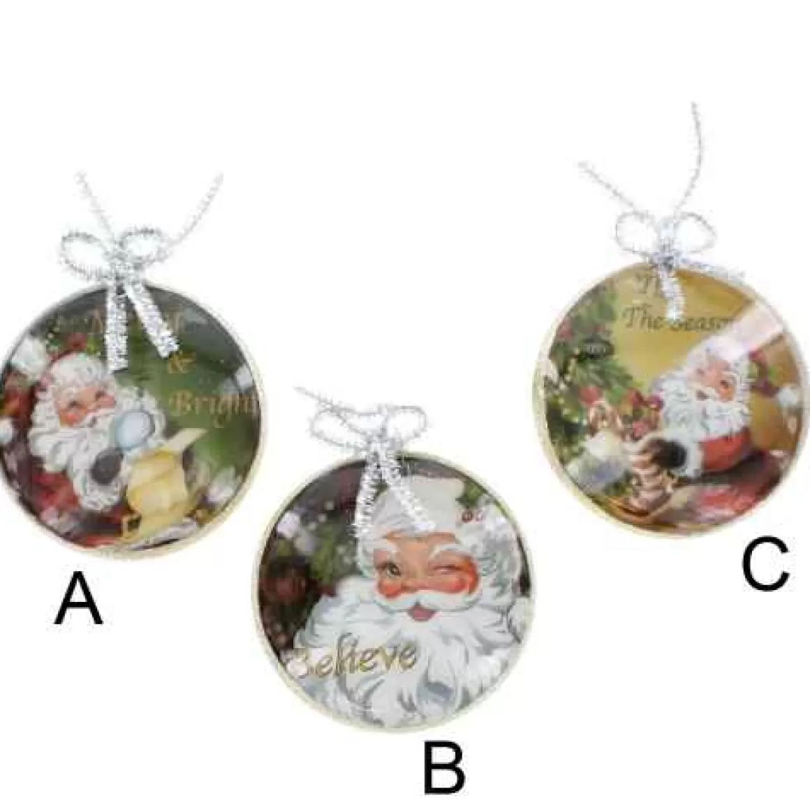 Christmas Place Retro Santa Disk Ornaments Outlet