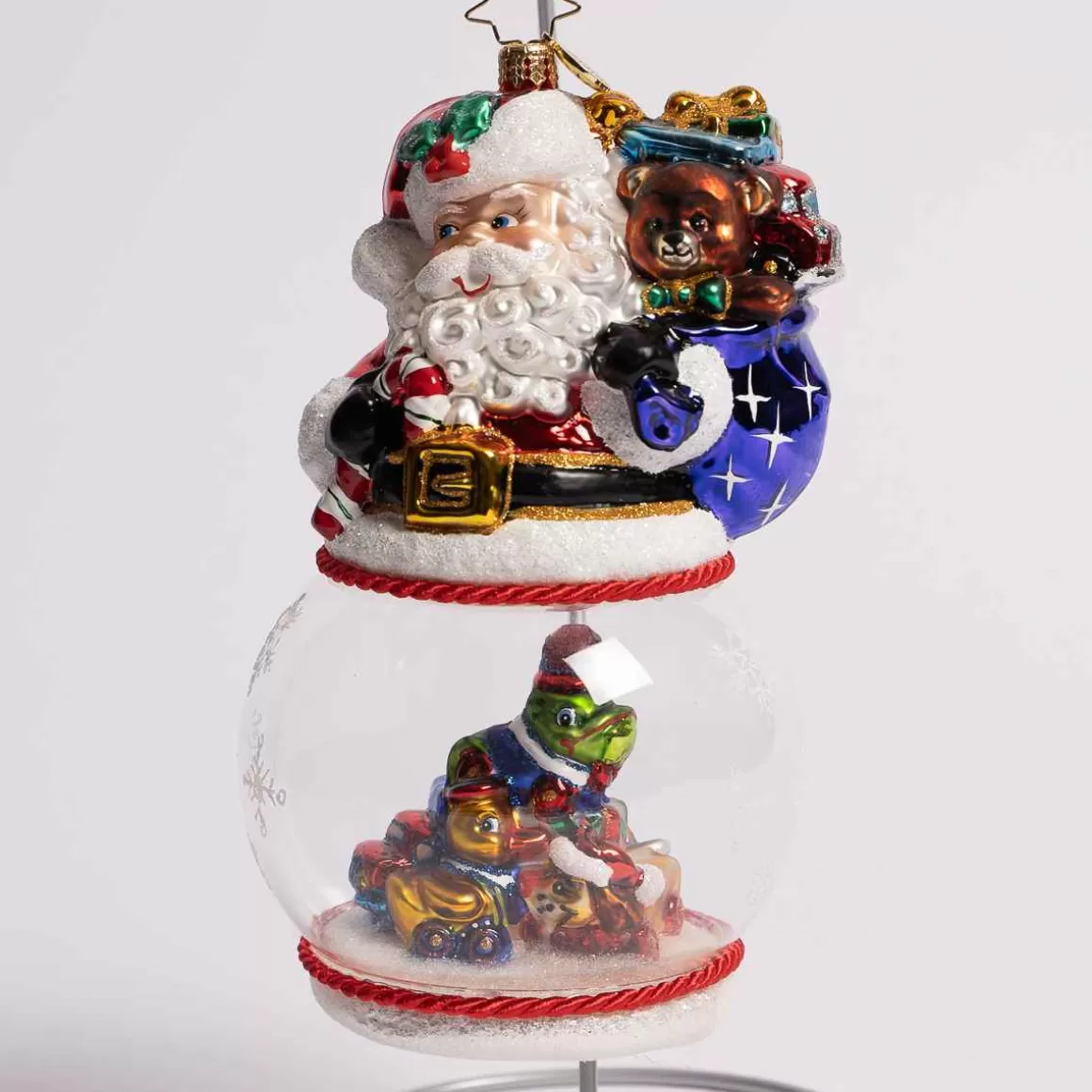 Christmas Place Santa Magic Snow Globe Glass Ornament Cheap