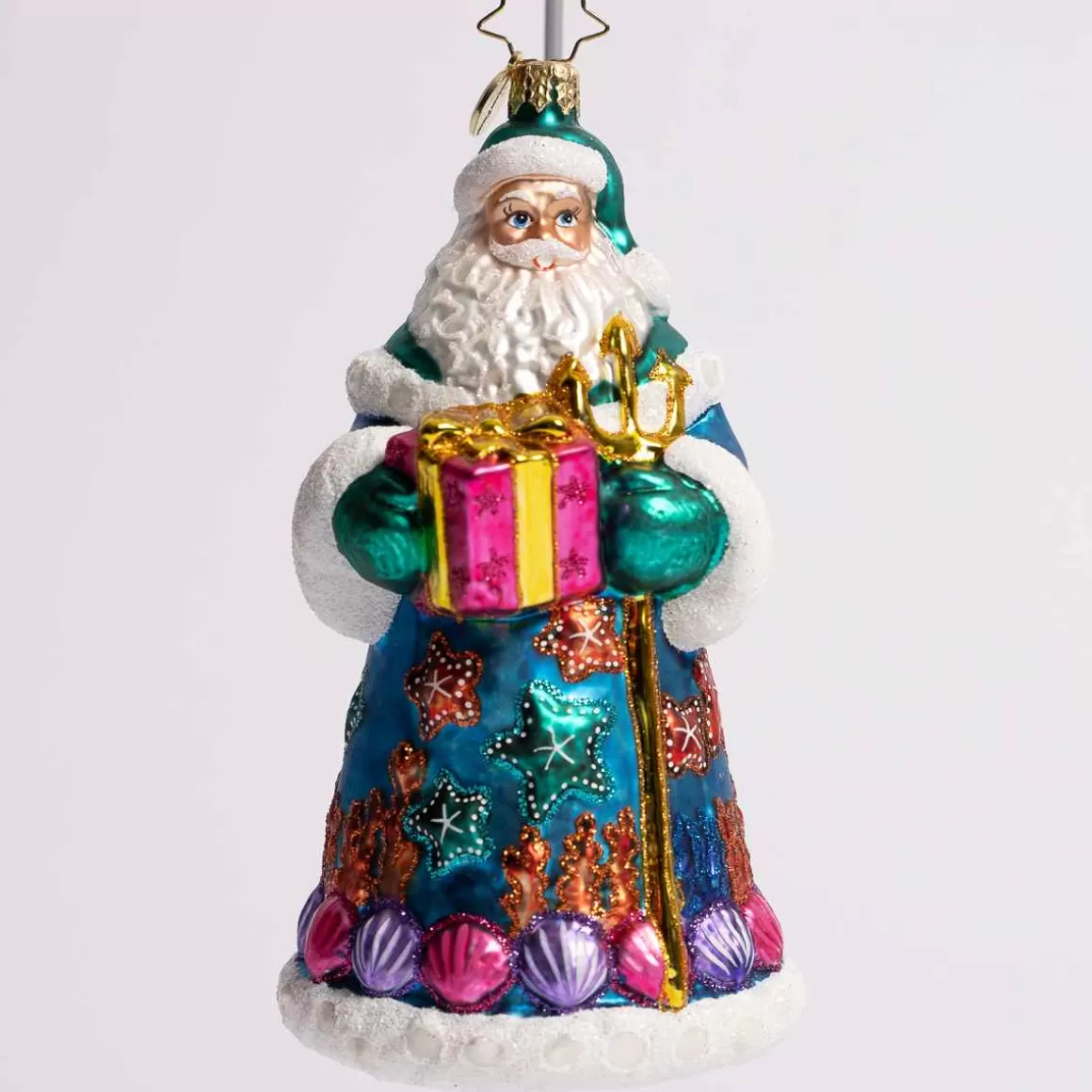 Christmas Place Seashore Santa Glass Ornament Outlet