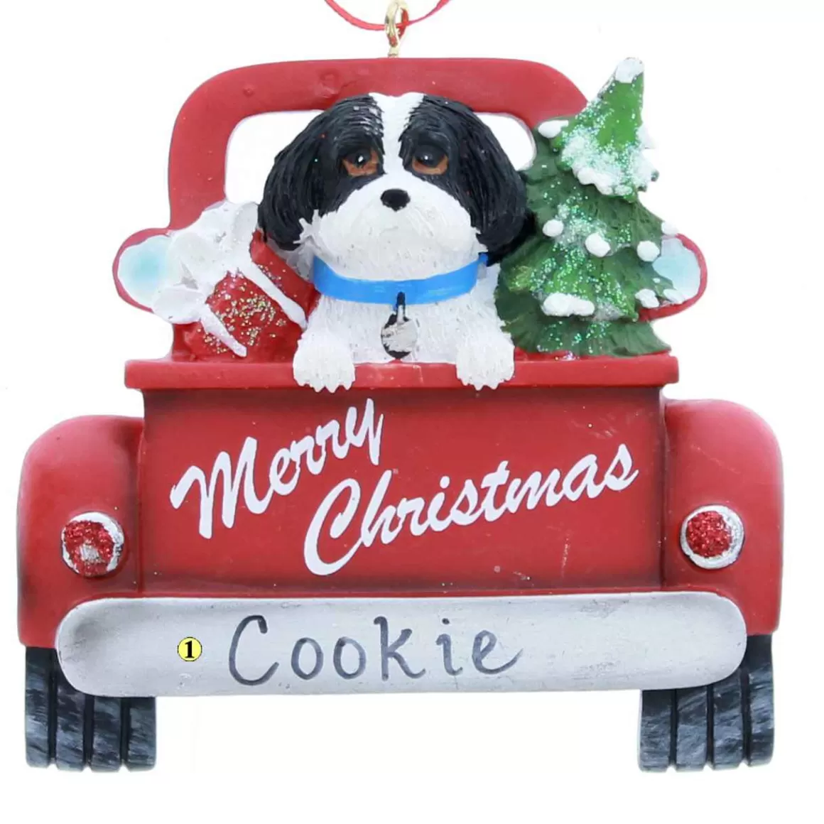 Christmas Place Shih-Tzu In Back Of Truck Ornament New