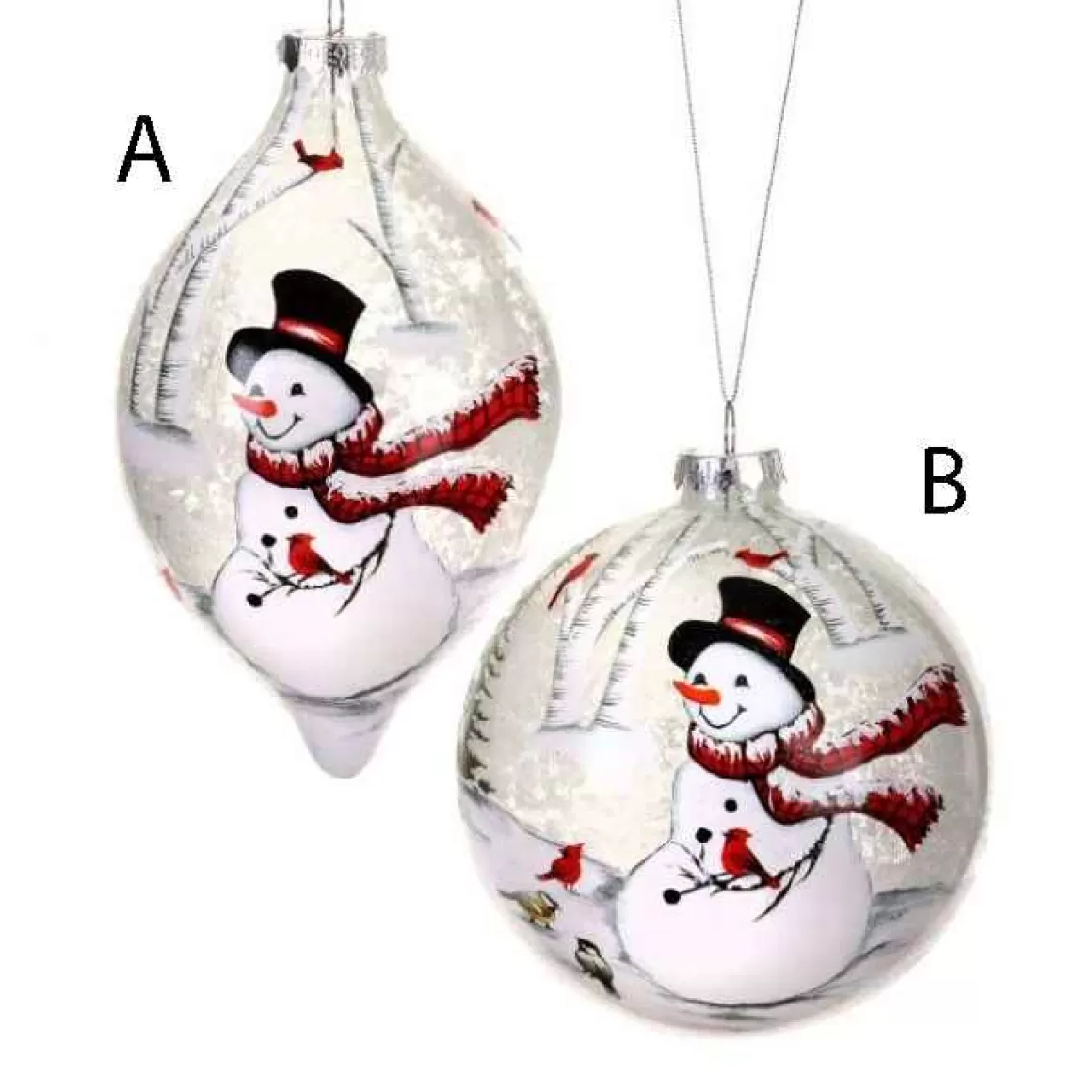 Christmas Place Snowman And Cardinal Glass Ornament Best