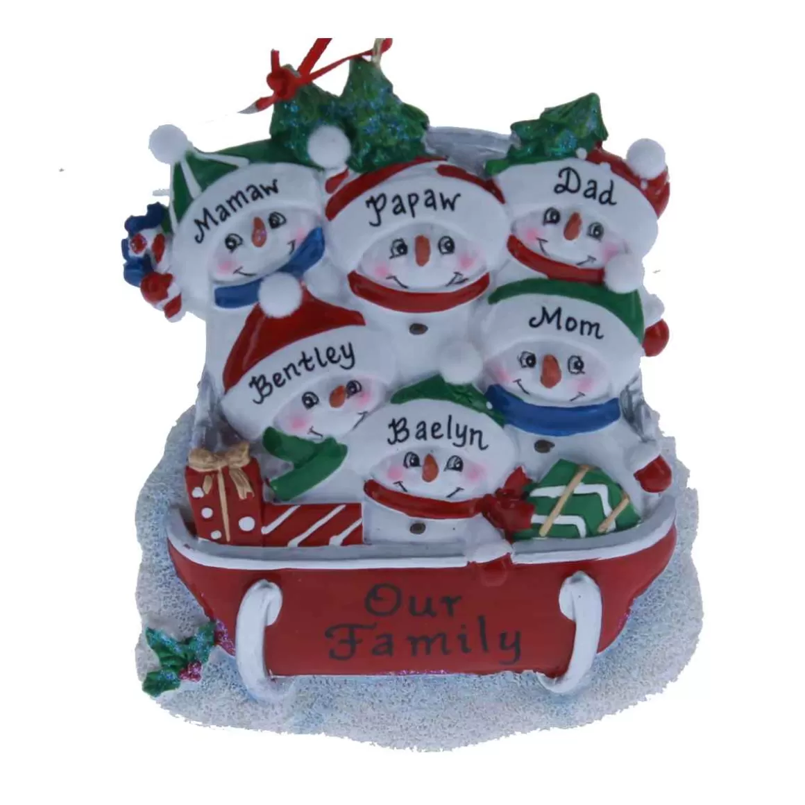 Christmas Place Snowman On Sled Family Of Six Sale