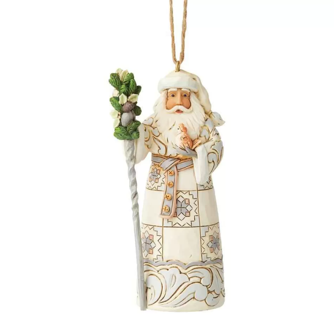 Christmas Place White Woodland Santa Cane Ornament Fashion