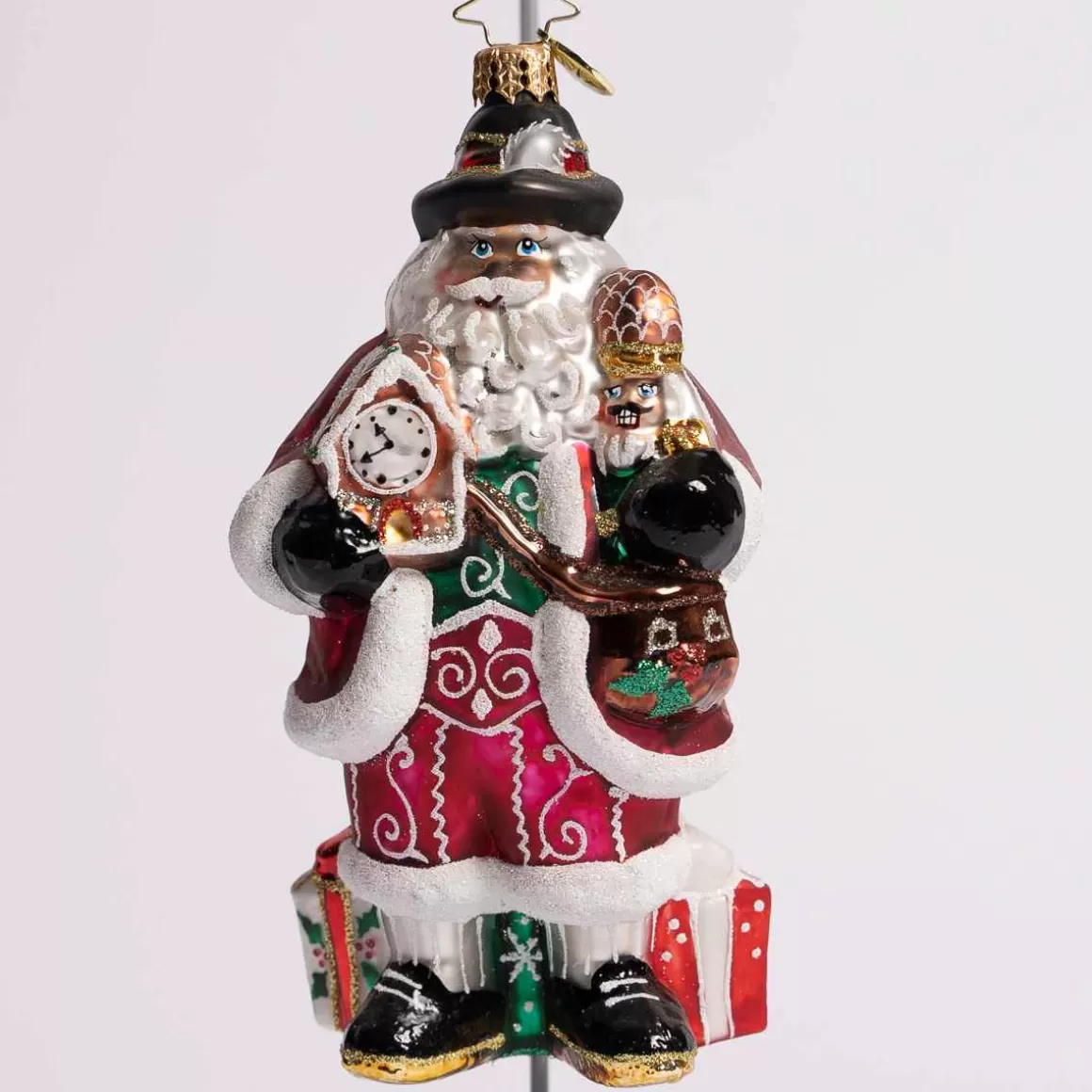 Christmas Place Wilkommen Santa Glass Ornament Fashion